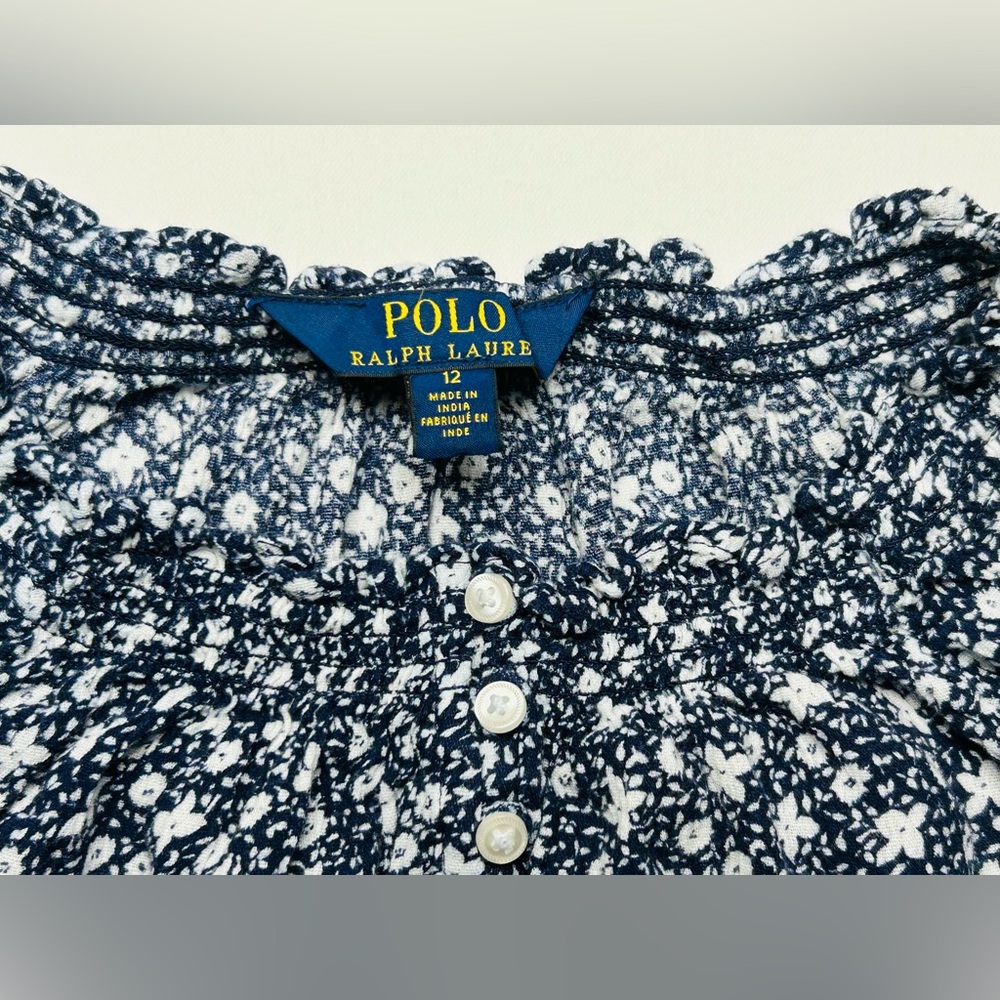 Polo by Ralph Lauren Kids Blue and White Floral Blouse